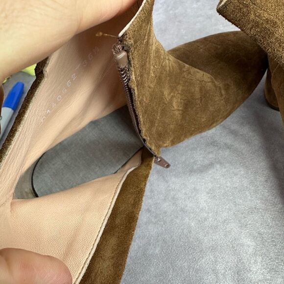 AGL Embossed Suede Block Heel Zip Ankle Boots Italy 36.5 - Picture 12 of 12
